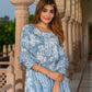 Jaitpuriya Women Blue Pure Cotton Straight Kurta Bottom Dupatta set