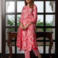 Jaitpuriya Women Pink Pure Cotton Straight Kurta Bottom Dupatta set