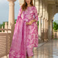 Jaitpuriya Women Purple Pure Cotton Straight Kurta Bottom Dupatta set