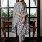 Jaitpuriya Women Grey And White Pure Cotton Straight Kurta Bottom Dupatta set