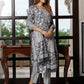 Jaitpuriya Women Grey And White Pure Cotton Straight Kurta Bottom Dupatta set
