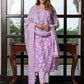 Jaitpuriya Women Purple And White Pure Cotton Straight Kurta Bottom Dupatta set