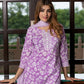 Jaitpuriya Women Purple And White Pure Cotton Straight Kurta Bottom Dupatta set