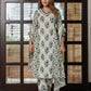 Jaitpuriya Women Blue And Cream Pure Cotton A-Line Kurta Bottom Dupatta set