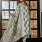 Jaitpuriya Women Blue And Cream Pure Cotton A-Line Kurta Bottom Dupatta set
