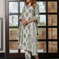 Jaitpuriya Women Blue And Cream Pure Cotton A-Line Kurta Bottom Dupatta set