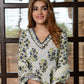 Jaitpuriya Women Blue And Cream Pure Cotton A-Line Kurta Bottom Dupatta set