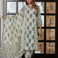 Jaitpuriya Women Blue And Cream Pure Cotton A-Line Kurta Bottom Dupatta set