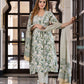 Jaitpuriya Women Yellow And Green Pure Cotton A-Line Kurta Bottom Dupatta set