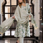 Jaitpuriya Women Yellow And Green Pure Cotton A-Line Kurta Bottom Dupatta set