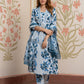 Jaitpuriya Women Blue Pure Cotton A-Line Kurta Bottom Dupatta set