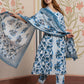 Jaitpuriya Women Blue Pure Cotton A-Line Kurta Bottom Dupatta set