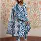 Jaitpuriya Women Blue Pure Cotton A-Line Kurta Bottom Dupatta set