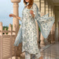 Jaitpuriya Women Grey Pure Cotton A-Line Kurta Bottom Dupatta set