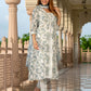 Jaitpuriya Women Grey Pure Cotton A-Line Kurta Bottom Dupatta set
