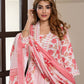 Jaitpuriya Women Pink Pure Cotton A-Line Kurta Bottom Dupatta set