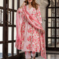 Jaitpuriya Women Pink Pure Cotton A-Line Kurta Bottom Dupatta set