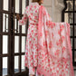 Jaitpuriya Women Pink Pure Cotton A-Line Kurta Bottom Dupatta set