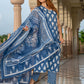 Jaitpuriya Women Blue Pure Cotton Straight Kurta Bottom Dupatta set