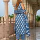 Jaitpuriya Women Blue Pure Cotton Straight Kurta Bottom Dupatta set