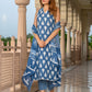 Jaitpuriya Women Blue Pure Cotton Straight Kurta Bottom Dupatta set