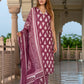 Jaitpuriya Women Burgundy Pure Cotton Straight Kurta Bottom Dupatta set
