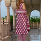 Jaitpuriya Women Burgundy Pure Cotton Straight Kurta Bottom Dupatta set