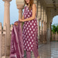 Jaitpuriya Women Burgundy Pure Cotton Straight Kurta Bottom Dupatta set