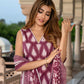 Jaitpuriya Women Burgundy Pure Cotton Straight Kurta Bottom Dupatta set