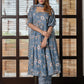 Jaitpuriya Women Grey Pure Cotton Anarkali Kurta Bottom Dupatta set