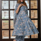 Jaitpuriya Women Grey Pure Cotton Anarkali Kurta Bottom Dupatta set