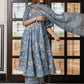 Jaitpuriya Women Grey Pure Cotton Anarkali Kurta Bottom Dupatta set