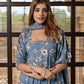 Jaitpuriya Women Grey Pure Cotton Anarkali Kurta Bottom Dupatta set