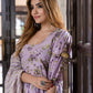 Jaitpuriya Women Mauve Pure Cotton Anarkali Kurta Bottom Dupatta set