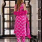 Jaitpuriya Women Pink Pure Cotton Straight Kurta Bottom Dupatta set