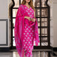 Jaitpuriya Women Pink Pure Cotton Straight Kurta Bottom Dupatta set