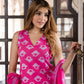 Jaitpuriya Women Pink Pure Cotton Straight Kurta Bottom Dupatta set