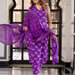 Jaitpuriya Women Purple Pure Cotton Straight Kurta Bottom Dupatta set