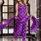 Jaitpuriya Women Purple Pure Cotton Straight Kurta Bottom Dupatta set