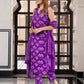 Jaitpuriya Women Purple Pure Cotton Straight Kurta Bottom Dupatta set
