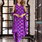 Jaitpuriya Women Purple Pure Cotton Straight Kurta Bottom Dupatta set
