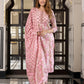 Jaitpuriya Women Pink Pure Cotton Straight Kurta Bottom Dupatta set