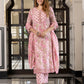 Jaitpuriya Women Pink Pure Cotton Straight Kurta Bottom Dupatta set