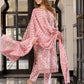 Jaitpuriya Women Pink Pure Cotton Straight Kurta Bottom Dupatta set