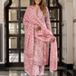 Jaitpuriya Women Pink Pure Cotton Straight Kurta Bottom Dupatta set
