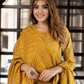 Jaitpuriya Women Yellow Pure Cotton Straight Kurta Bottom Dupatta set