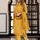 Jaitpuriya Women Yellow Pure Cotton Straight Kurta Bottom Dupatta set