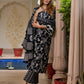 Jaitpuriya Women Black Pure Cotton Straight Kurta Bottom Dupatta set