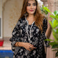 Jaitpuriya Women Black Pure Cotton Straight Kurta Bottom Dupatta set