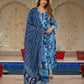 Jaitpuriya Women Blue Pure Cotton Straight Kurta bottom Dupatta set